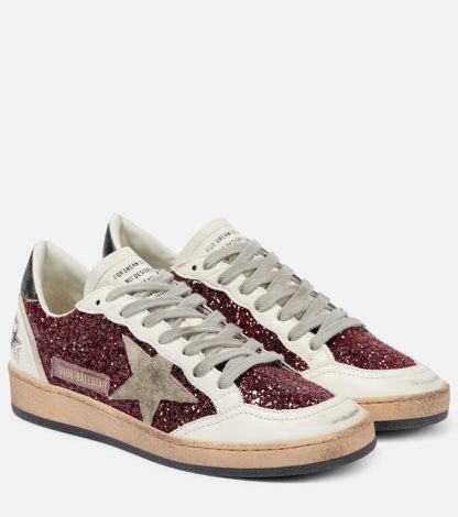 Luxus kaufen Golden Goose Ball-Star Glitzer-Sneakers mit Lederbesatz weiß