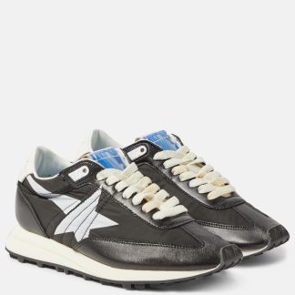 Luxus kaufen Golden Goose Marathon-Sneaker mit Lederbesatz schwarz