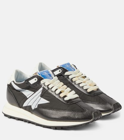 Luxus kaufen Golden Goose Marathon-Sneaker mit Lederbesatz schwarz