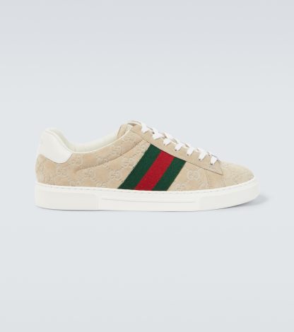 Luxus kaufen Gucci Gucci Ace Wildleder Turnschuhe beige