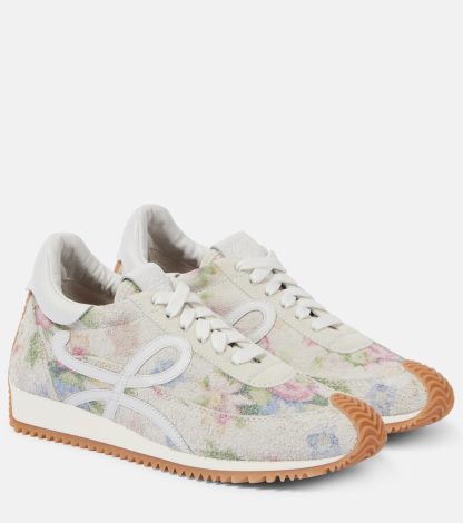 Luxus kaufen Loewe Flow Runner floral gebürstetem Wildleder Turnschuhe weiß