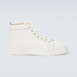 Mode-Luxus Christian Louboutin Louis Leder High-Top Turnschuhe weiß