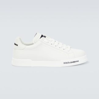 Mode-Luxus Dolce & Gabbana Logo-Ledersneaker weiß