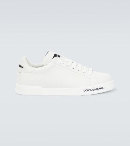 Mode-Luxus Dolce & Gabbana Logo-Ledersneaker weiß