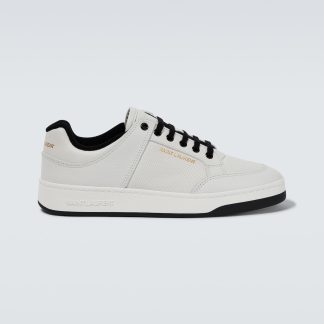 Mode-Luxus Saint Laurent SL/61 Niedrige Leder-Sneaker weiß