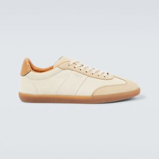 Mode-Luxus Tods Neutrale Sneakers aus Wildleder mit Lederbesatz von Tabs