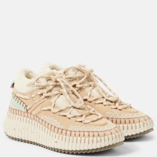 Modedesigner Chloé Nama Sneakers aus Wildleder mit Shearling-Futter mehrfarbig