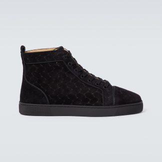 Modedesigner Christian Louboutin Louis Wildleder High-Top Turnschuhe schwarz