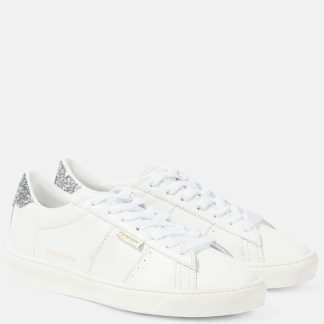 Modedesigner Golden Goose Matchstar Glitzer Leder Turnschuhe weiß