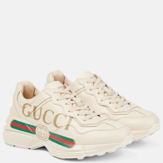 Modedesigner Gucci Rhyton Leder Turnschuhe weiß