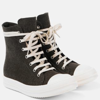 Modedesigner Rick Owens Hohe Turnschuhe aus Filz braun