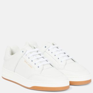 Modedesigner Saint Laurent SL/61 Niedrige Leder-Sneaker weiß