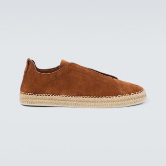 Modedesigner Zegna Wildleder-Espadrilles mit Dreifachnähten braun