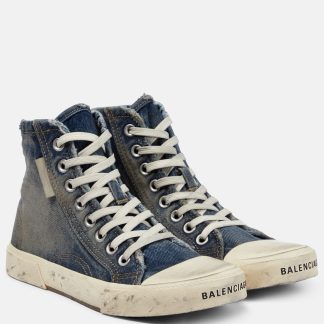 Replik-Designer Balenciaga High-Top-Sneakers aus Denim blau