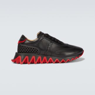 Replik-Designer Christian Louboutin Loubishark Leder Turnschuhe schwarz