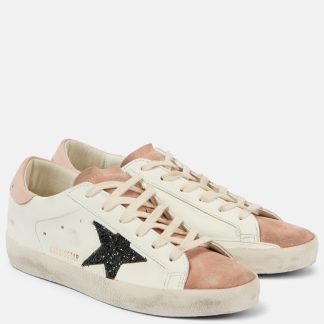 Replik-Designer Golden Goose Super Star Glitzer Leder Turnschuhe weiß