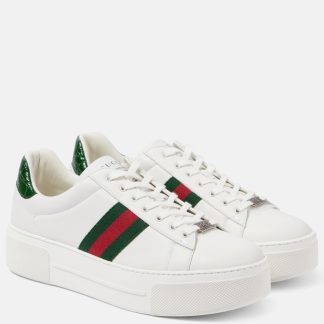 Replik-Designer Gucci Gucci Ace Leder Turnschuhe weiß