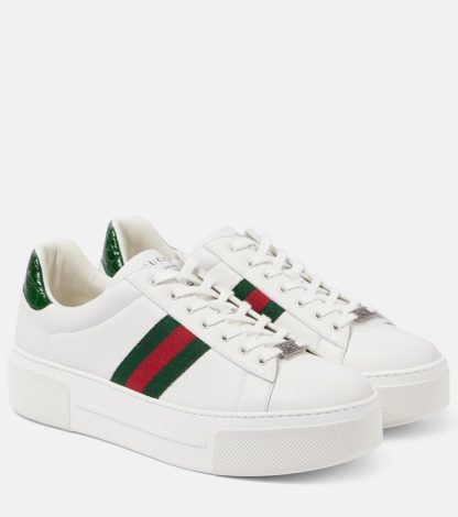 Replik-Designer Gucci Gucci Ace Leder Turnschuhe weiß