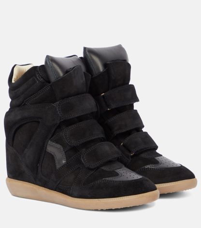 Replik-Designer Isabel Marant Bekett Sneakers aus Leder und Wildleder schwarz