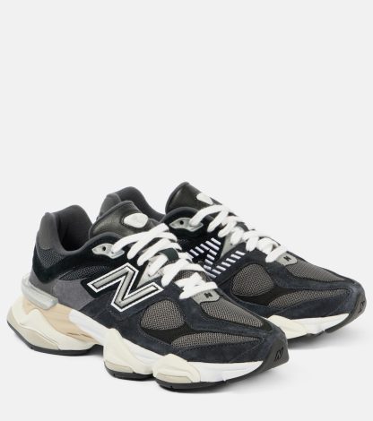 Replik-Designer New Balance 9060 Turnschuhe mit Wildlederbesatz schwarz