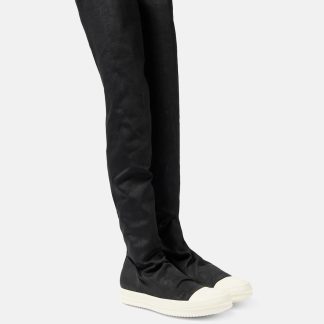 Replik-Designer Rick Owens Overknee-Sneakers aus Denim Schwarz