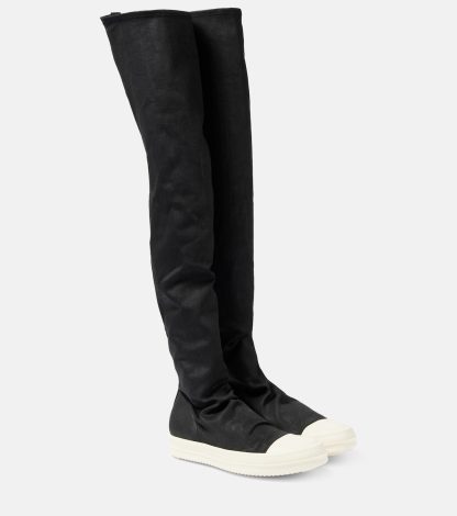 Replik-Designer Rick Owens Overknee-Sneakers aus Denim Schwarz