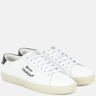 Replik-Designer Saint Laurent Court Classic Leder Turnschuhe weiß