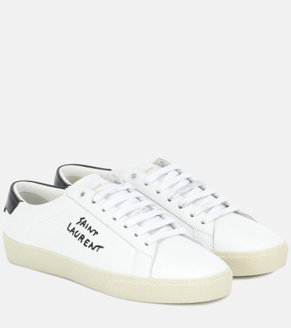 Replik-Designer Saint Laurent Court Classic Leder Turnschuhe weiß