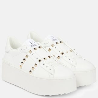 Replik-Designer Valentino Garavani Rockstud Untitled Leder Plateau Turnschuhe weiß