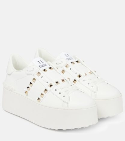 Replik-Designer Valentino Garavani Rockstud Untitled Leder Plateau Turnschuhe weiß