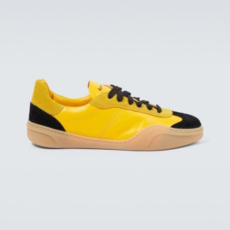 billiger Luxus Acne Studios Turnschuhe aus Leder mit Logo-Velourslederbesatz gelb