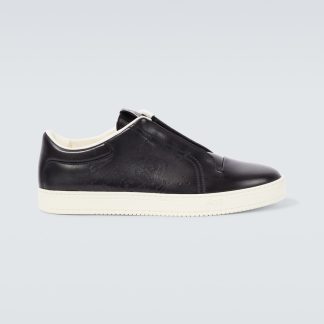 billiger Luxus Berluti Playtime Scritto Slip-on Sneakers aus Leder schwarz