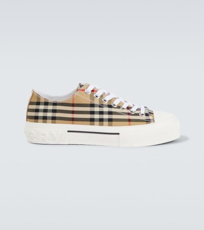 billiger Luxus Burberry Burberry Check Leinwand Turnschuhe beige