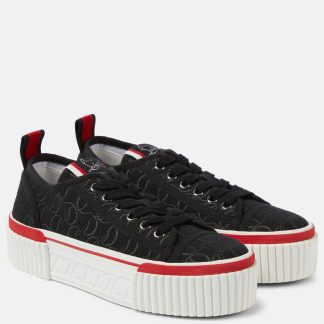 billiger Luxus Christian Louboutin Super Pedro CL Plateau Turnschuhe schwarz