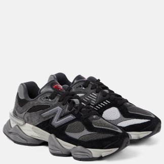 billiger Luxus New Balance 9060 Turnschuhe mit Wildlederbesatz schwarz