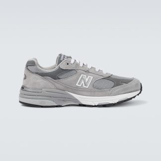 billiger Luxus New Balance Made USA 993 Turnschuhe mit Lederbesatz grau