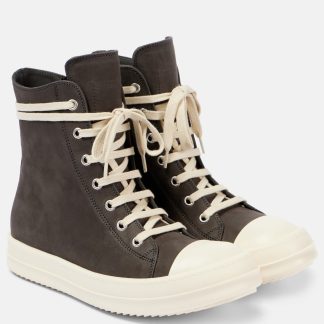 billiger Luxus Rick Owens Geobasket Wildleder High-Top Turnschuhe grau