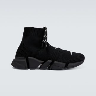 falscher Luxus Balenciaga Speed 2.0 Schnürsneaker schwarz