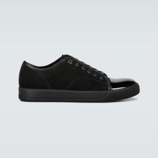 falscher Luxus Lanvin Kappensneaker aus Wildleder und Leder schwarz