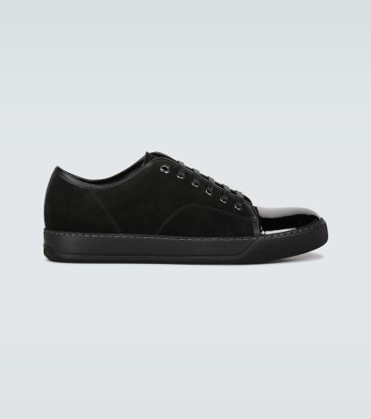 falscher Luxus Lanvin Kappensneaker aus Wildleder und Leder schwarz