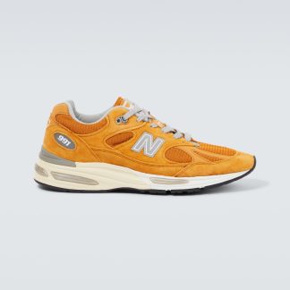 falscher Luxus New Balance Made UK 991v2 Turnschuhe mit Wildlederbesatz gelb