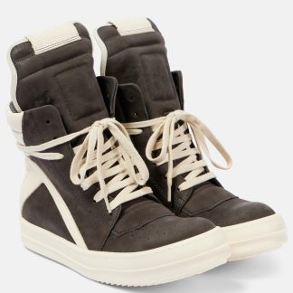 falscher Luxus Rick Owens Geobasket Wildleder High-Top Turnschuhe grau