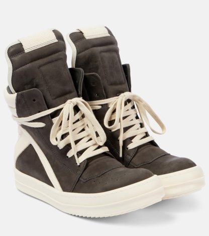 falscher Luxus Rick Owens Geobasket Wildleder High-Top Turnschuhe grau