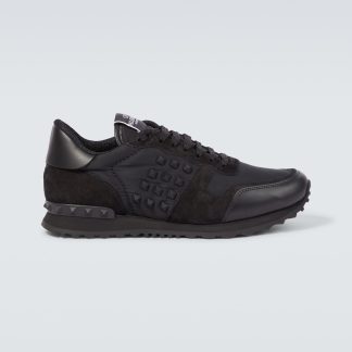 falscher Luxus Valentino Garavani Rockstud Sneakers mit Lederbesatz schwarz