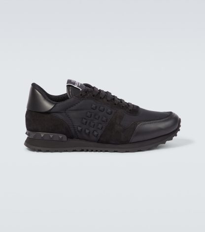 falscher Luxus Valentino Garavani Rockstud Sneakers mit Lederbesatz schwarz