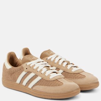 gefälschter Designer Adidas Samba OG Turnschuhe mit Lederbesatz braun