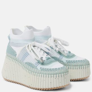 gefälschter Designer Chloé Nama 80 Keilsneaker mit Wildlederbesatz blau