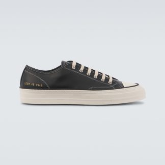 gefälschter Designer Common Projects Tournament Leder Turnschuhe schwarz