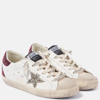 gefälschter Designer Golden Goose Super-Star verschönerte Leder-Sneakers weiß