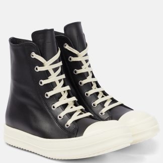 gefälschter Designer Rick Owens Hohe Turnschuhe aus Leder mehrfarbig